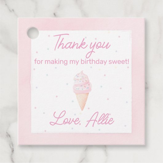 Party Favoriet Labels - Twee Sweet Ice Cream Cone (Voorkant)