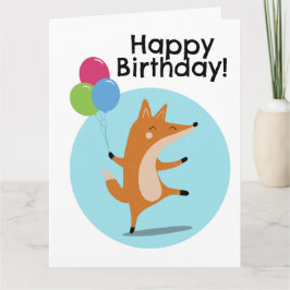 Party Fox met ballonnen aangepaste tekst Kaart