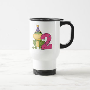 Party Frog 2e verjaardag T-shirts en geschenken Reisbeker