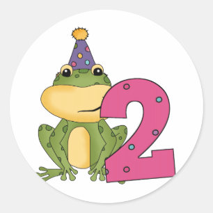 Party Frog 2e verjaardag T-shirts en geschenken Ronde Sticker