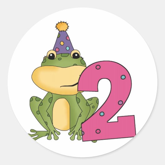 Party Frog 2e verjaardag T-shirts en geschenken Ronde Sticker (Voorkant)