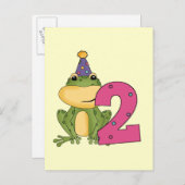 Party Frog 2e verjaardag T-shirts en geschenken Uitnodiging Briefkaart (Voorkant / Achterkant)