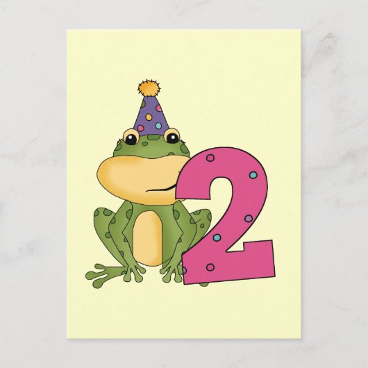 Party Frog 2e verjaardag T-shirts en geschenken Uitnodiging Briefkaart (Voorkant)