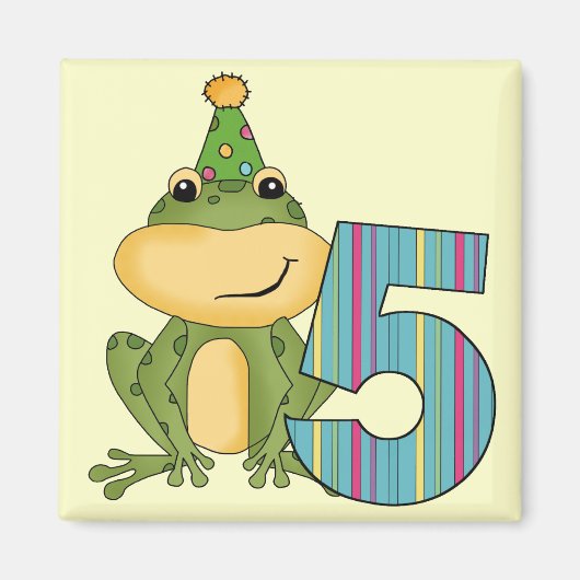 Party Frog 5e verjaardag T-shirts en geschenken Magneet (Voorkant)
