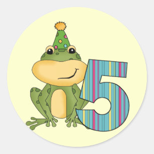 Party Frog 5e verjaardag T-shirts en geschenken Ronde Sticker