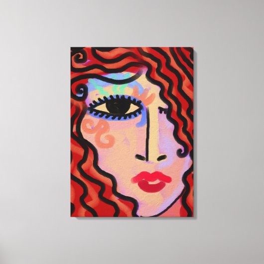 Party Girl Abstract digitaal portret van een vrouw Canvas Afdruk (Voorkant)