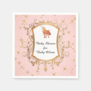 Party Girl Baby shower Magical Unicorn Roos Gold Servetten