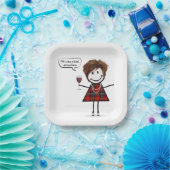 Party Girl met rode wijn Papieren Bordje (Feest)