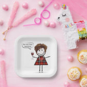 Party Girl met rode wijn Papieren Bordje (Feest)