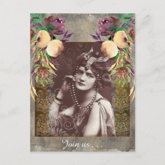 Party Girl op Victoriaans Tapestry Briefkaart (Voorkant)