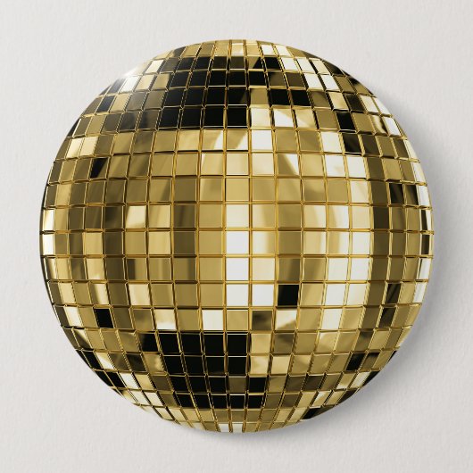 Party Gold Disco Ball Button (Voorkant)