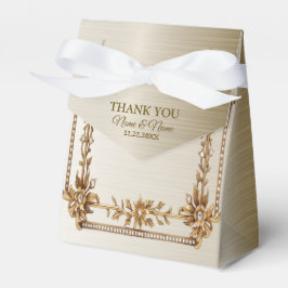 Party Gold  Rechthoek Dimond Flowers Shiny Bedankdoosjes