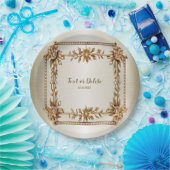 Party Gold Rechthoek Dimond Flowers Shiny Papieren Bordje (Feest)