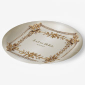 Party Gold Rechthoek Dimond Flowers Shiny Papieren Bordje (Gekanteld)