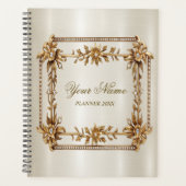 Party Gold Rechthoek Dimond Flowers Shiny Planner (Voorkant)