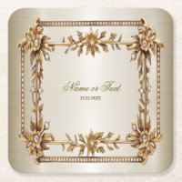 Party Gold Rechthoek Dimond Flowers Shiny