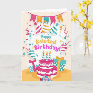 Party Happy Verlate Verjaardag Wenskaart Kaart