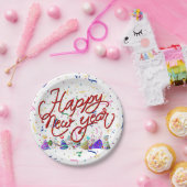 Party Hats and Confetti New Years Papieren Bordje (Feest)