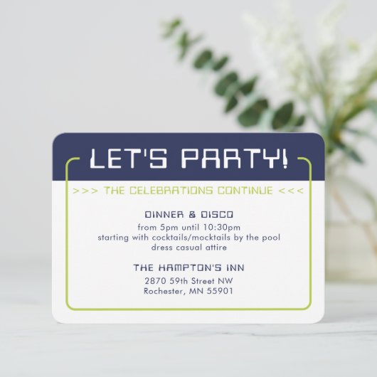 PARTY INFO INSERT moderne gaming marine lime groen Kaart (Staand voorkant)