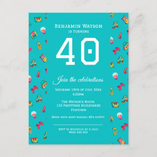 Party Invitation Briefkaart - Iconische 90's retro
