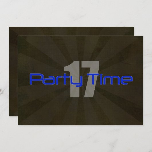 Party invitation d'anniversaire de garçon gris (Devant / Derrière)