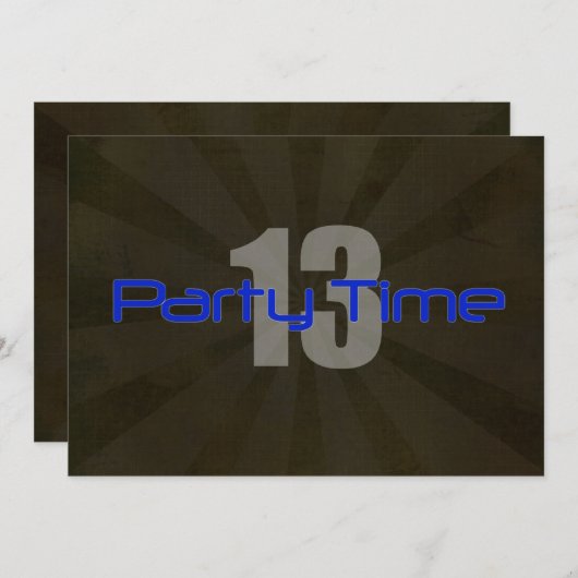 Party invitation d'anniversaire de garçon gris (Devant / Derrière)