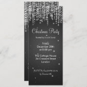Party Invitation Elegant Falling Sparkle Black Kaart (Voorkant / Achterkant)