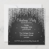 Party Invitation Elegant Falling Sparkle Black Kaart (Voorkant)