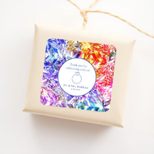 Party Kleur Diamond Crystal Edelsteen bruiloft Vierkante Sticker