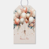 Party Kleurrijke Witte Perzik Bloemen Ballonnen El Cadeaulabel (Voorkant)