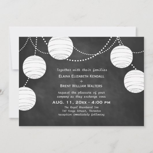 Party Lantern on Chalk Wedding Invitation Kaart (Voorkant)