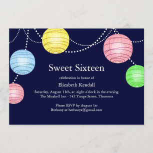 Party Lantern Sweet 16 Invitation Kaart