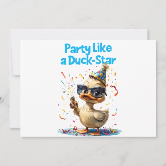 Party Like A Duck Star - Ontwerp voor een feesteli Kaart (Voorkant)