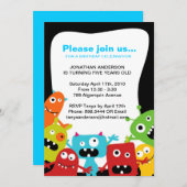 Party Monsters | Uitnodiging voor feestdag bij jon (Voorkant / Achterkant)