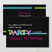 PARTY Neon Lights Rave Club Invitation (Devant / Derrière)