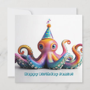 Party Octopus - Leuk verjaardagsontwerp Feestdagenkaart