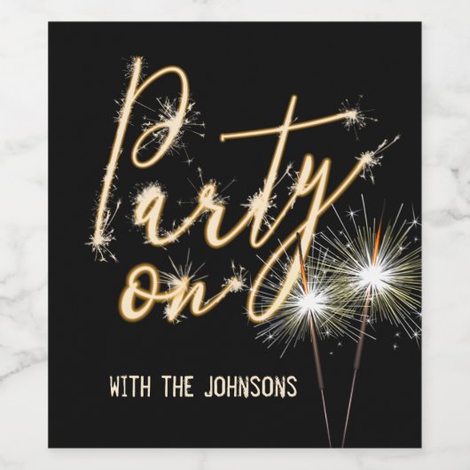 Party on Sparkler on Black Wijn Etiket (Enkel label)