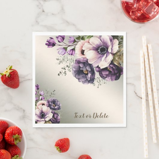 Party Paarse Roze Bloemen Golden Elegant Servet (Insitu)