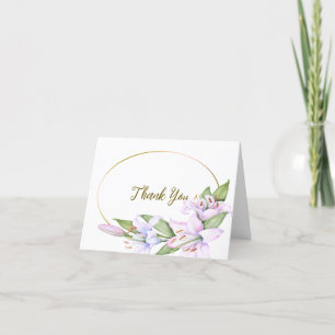 Party Pink Lily Flowers Golden Lijst Mooi Bedankkaart