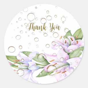 Party Pink Lily Flowers Golden Lijst Mooi Ronde Sticker