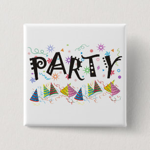 PARTY~Pins Vierkante Button 5,1 Cm