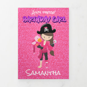 Party Pirate Meisje 9e Verjaardag Drieluik Kaart