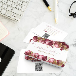 Party Planner Bourgogne Gouden Ballon QR Code Visitekaartje