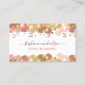 Party Planner Roos Gouden Ballon QR Code Visitekaartje (Voorkant)