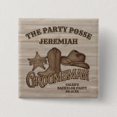 Party Posse Cowboy vrijgezellenfeest Groomsman Vierkante Button 5,1 Cm (Voorkant)