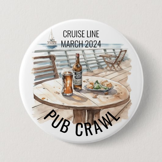 Party Pub Crawl Cruise Line Bachelorette Ronde Button 7,6 Cm (Voorkant)