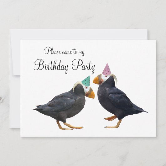 Party Puffins Birthday Invitation Kaart (Voorkant)