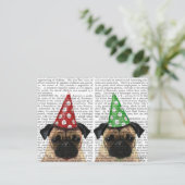 Party Pugs Pair Briefkaart (Staand voorkant)