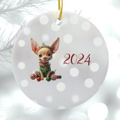 Party Pup Kerst Elf Keramisch Ornament