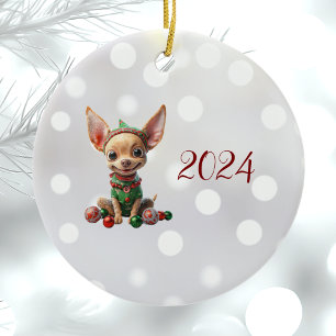 Party Pup Kerst Elf Keramisch Ornament